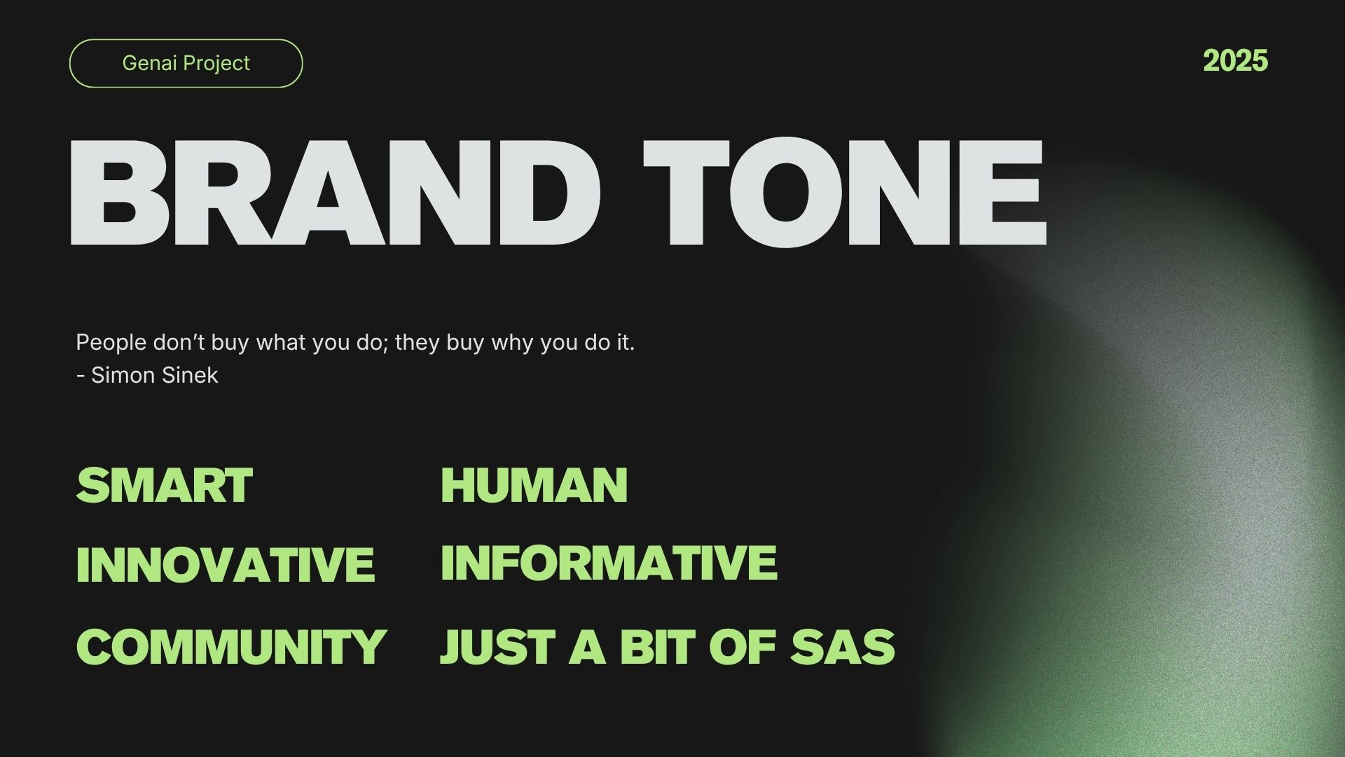 GenAI.Works brand tone-of-voice slide