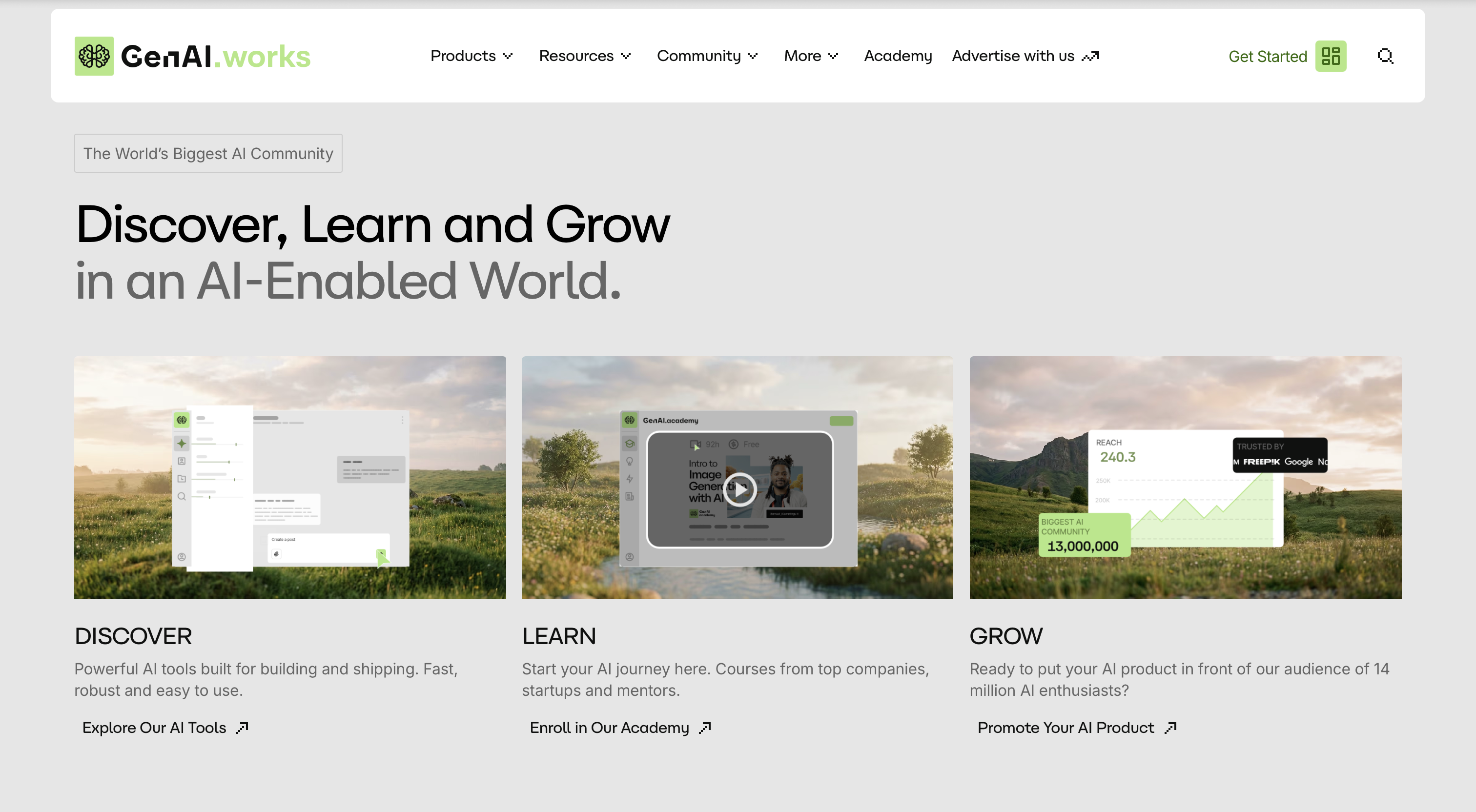 GenAI.Works homepage, the world's biggest AI community